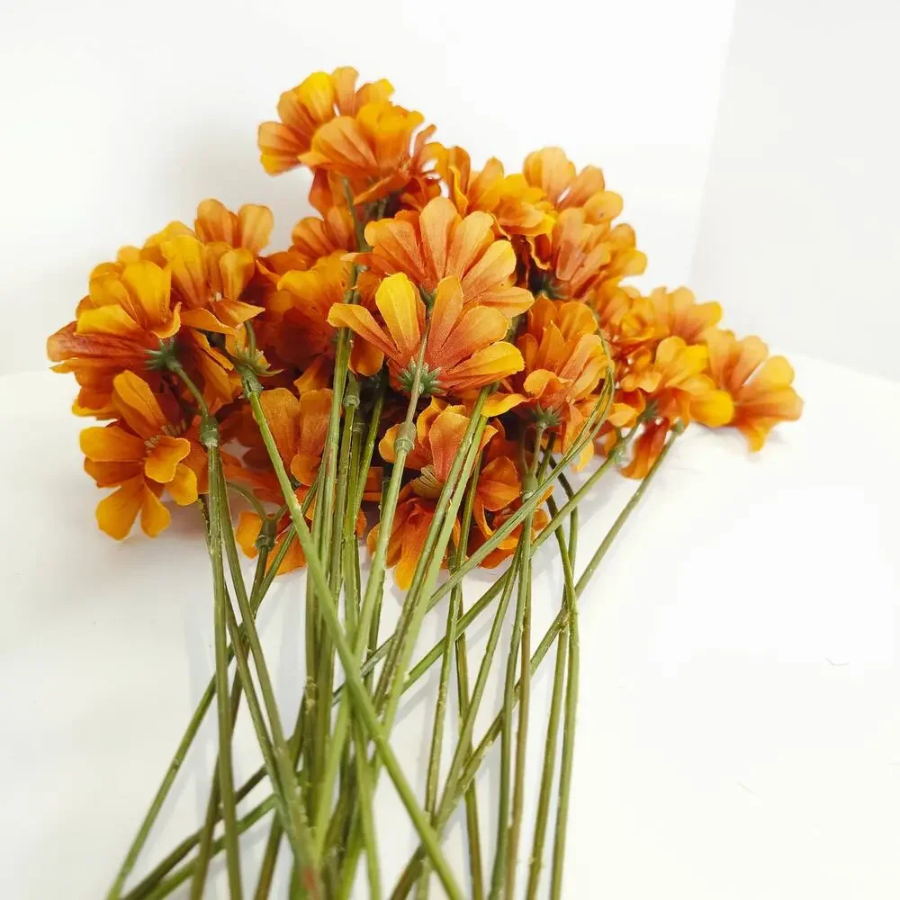 43 Pc Artificial Silk Fall Flower Stems Red Orange Yellow Floral Craft Decor Lot